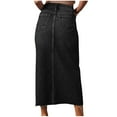 thumbnail image 5 of Women Denim Skirt Knee Length Casual Straight Jean Skirt Black S, 5 of 5