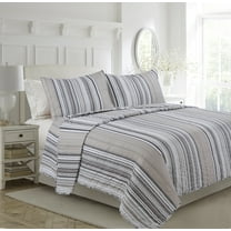 Mesa Grey Stripe 3-Piece Quilt Set Full/Queen