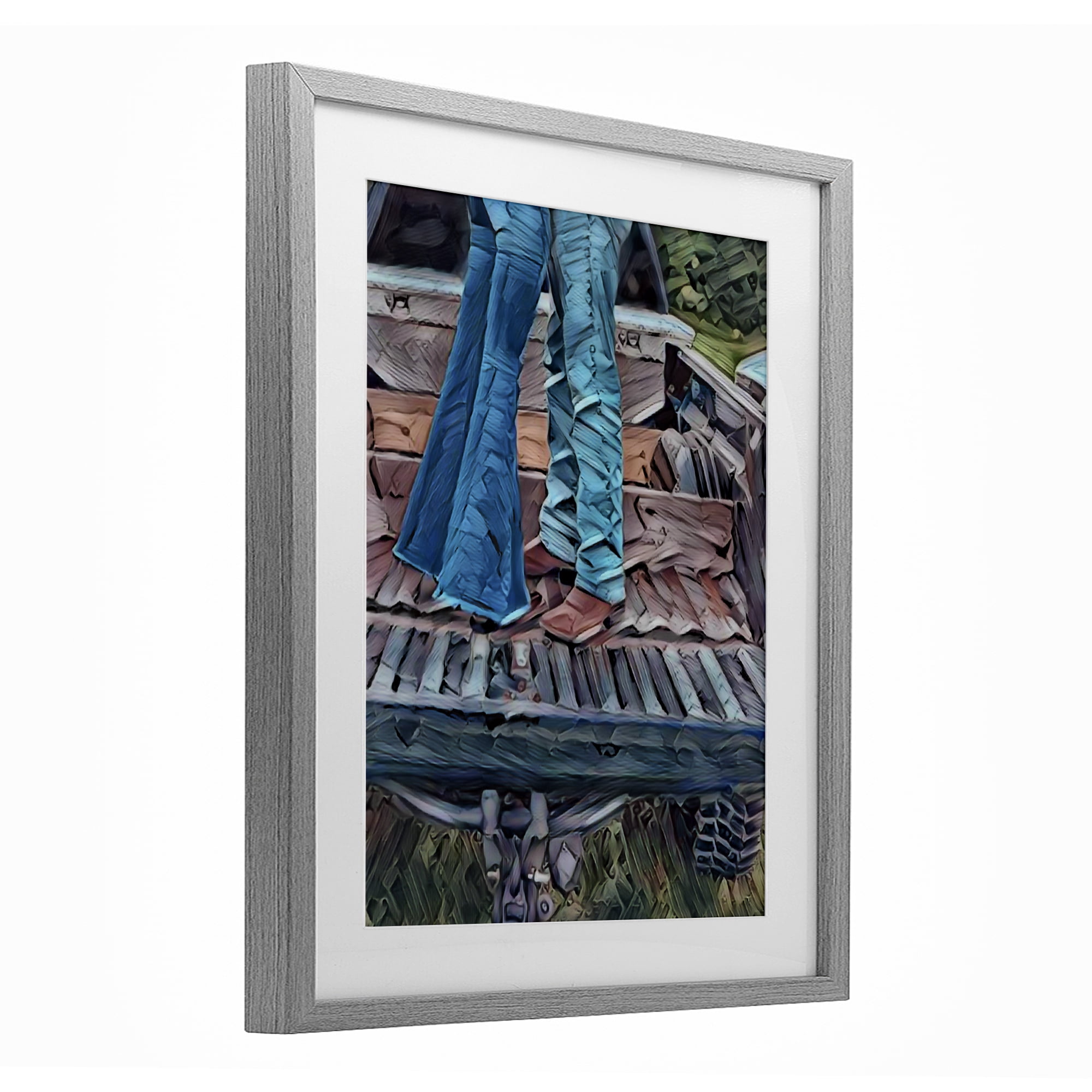Truck Bed Kisses Gray Framed Print Under Glass, design by Jesse Keith
