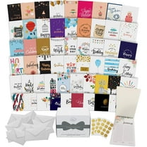 Dessie 60 Happy Birthday Greeting Cards with Unique Designs and Birthday Wishes, 5” x 7”