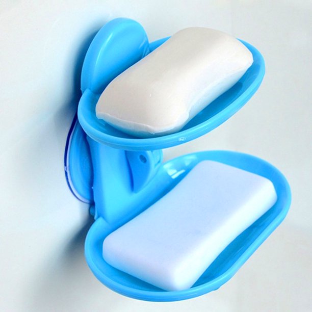 Windfall Soap Dish Wall Mounted SelfAdhesive Double Soap Rack Sponge