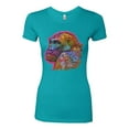 thumbnail image 3 of Colorful Neon Gorilla | Dean Russo Art Animal Lover Womens Slim Fit Junior Tee, Tahiti Blue, XX-Large, 3 of 6