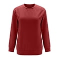 thumbnail image 3 of MSJUHEG Hauts pour Femmes Chandail en Molleton Surdimensionné pour Femmes Col Rond Chandail en Molleton Couleur Unie Manches Longues Pull Décontracté Mignon Léger Ample Chandail en Molleton pour Femmes Rouge TG, 3 of 8