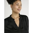 thumbnail image 4 of Time and Tru Women's Silky Satin Ruffle Neck Blouse, Sizes XS-XXXL, 4 of 4