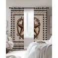 thumbnail image 3 of Western Texas Star Vintage Blackout Curtains, Light Blocking Print Window Curtains, Rustic Wreath Black Beige Plaid Thermal Insulated Window Drapes for Living Room 2 Panels, 104"W x 96"L, 3 of 9