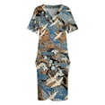 thumbnail image 4 of Vestido colgante con calaveras blancas voladoras en agua azul y flores primaverales. Falda de verano japonesa con bolsillos y estampado floral antiguo. Ropa de playa., 4 of 7