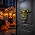 thumbnail image 6 of AZXY Ram Skull Door Knocker Halloween Decor, Indoor Outdoor Front Door Yard Halloween Party Decorations For Home Rustic Wall Hanging Porch Mantel Tiered Tray Skeleton Ornament Gift For Women, 6 of 6