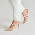 thumbnail image 4 of XYD Women Elegant Pearl Stiletto Heels Mules Mesh Pointed Closed Toe Sandals Slip On Backless Wedding Shoes Size 7 Blush, 4 of 4