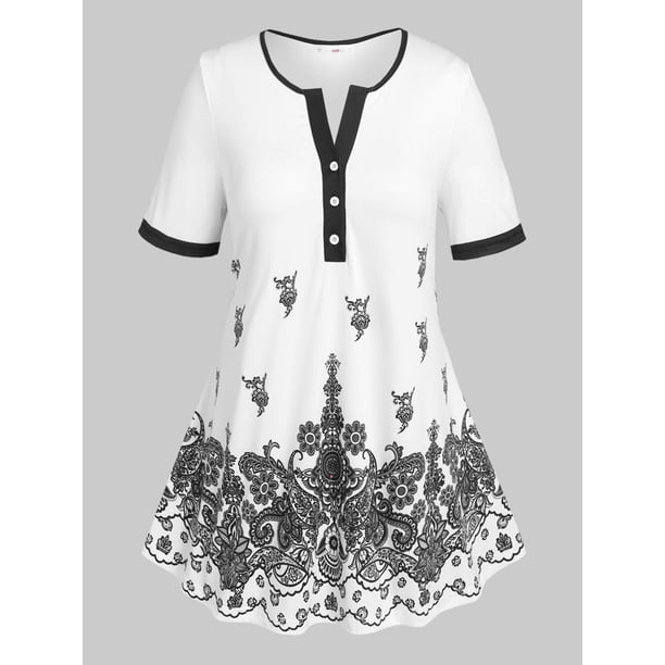 Camiseta Talla Extra Paisley Muesca Cobertor Rosegal Camisetas tallas grandes