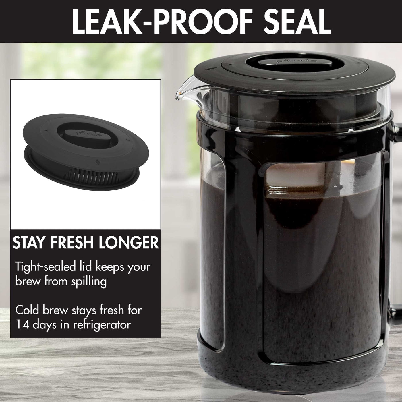 Primula Logan 1.6 qt Black/Clear Cold Brew Coffee Maker