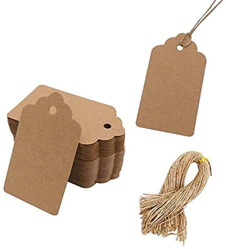 Kraft Paper Gift Tags with Free 20m Natural Jute Twine,100pcs