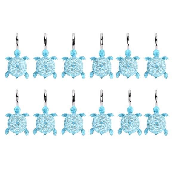 OIUR 12Pcs Bathroom Sea Turtles Shower Curtain Hooks Rings Simple Installation Decorative Metal Shower Curtain Hanger Hooks