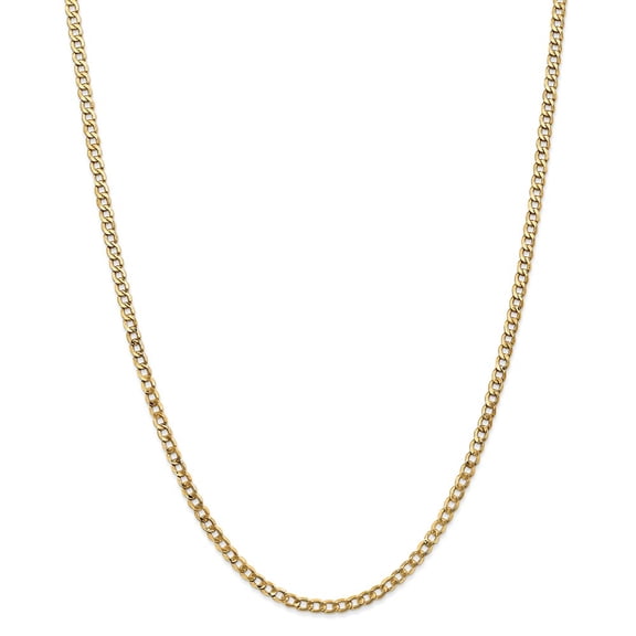 14K Yellow Gold chain Curb 16 in 3.35 mm 3.35mm Semi-Solid Link