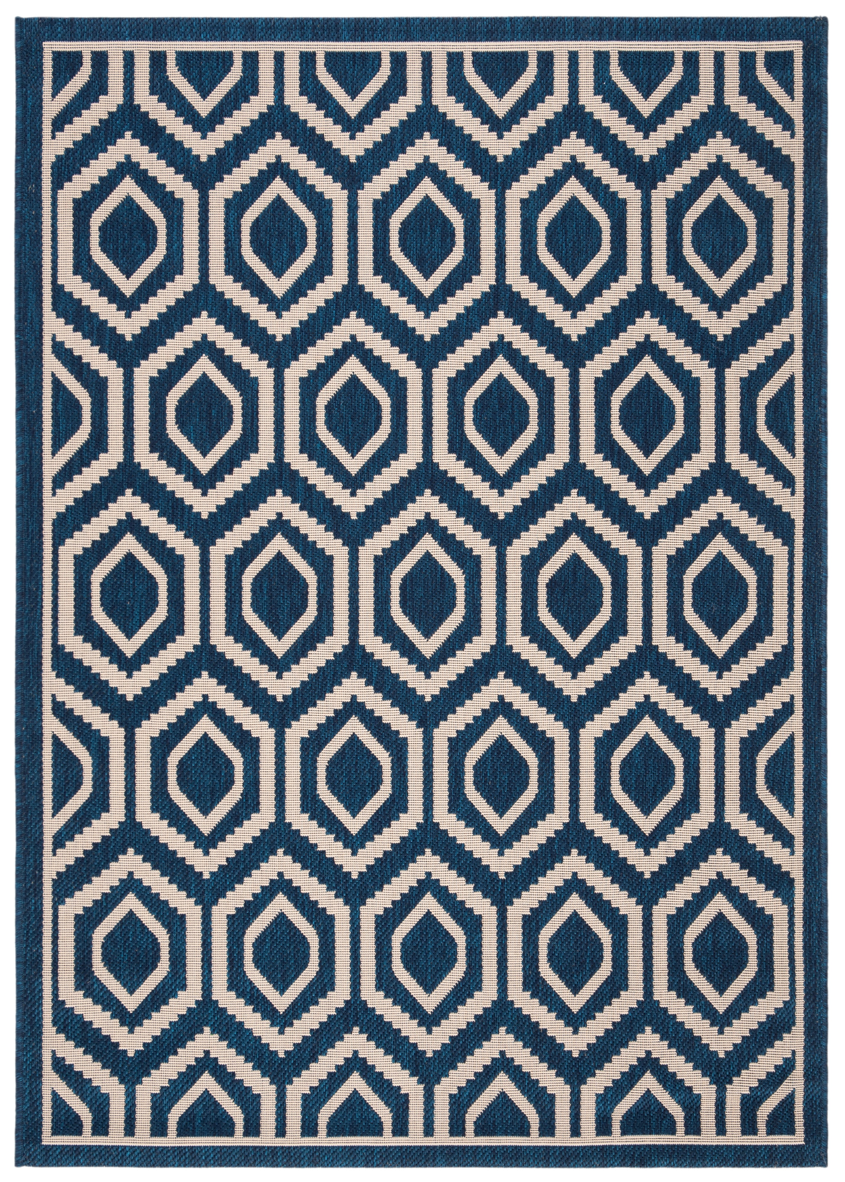 Safavieh Courtyard Amelia Geometric Indoor/Outdoor Area Rug, Navy/Beige, 4' x 5'7"