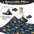 thumbnail image 3 of Monster Cartoon Truck Black Pattern Teens Toddler Nap Mat with Pillow, Sleeping Mat Bag for Preschool Daycare 59"x22", 3 of 6