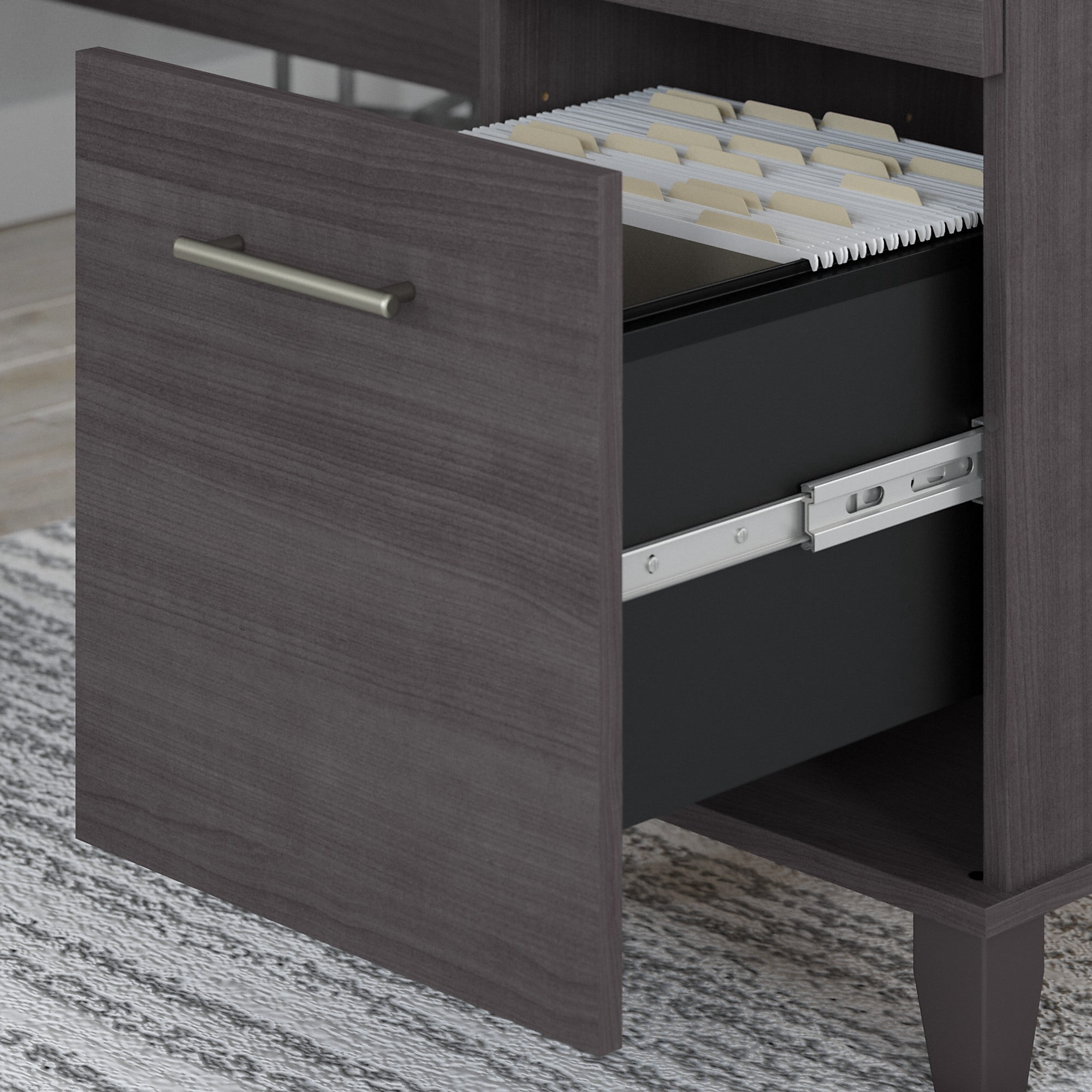 Bush Furniture Somerset 72" L Desk and Hutch with Storage, Storm Gray