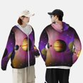 thumbnail image 5 of Logiee Planets And Stars Print Men's Women Light Jacket Full Zip Sun Protection Hoodie Long Sleeve Sun Shirts for Men Hiking Fishing Zip Pockets-Small, 5 of 8