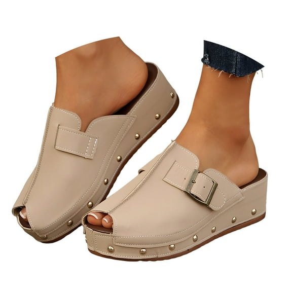 Mostsola Slippers for Women Soft Slip on Wedge Platform Sandals Summer Casual Slides Dress Shoes