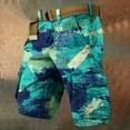 thumbnail image 2 of WTOBBY Men's Casual Summer Shorts with Camouflage Print, Loose Fit Work Style, Large Size, Multi-Pocket Utility, 5-Inch Mid-Length, No Belt Needed for Easy Wear,Turquoise L, 2 of 5