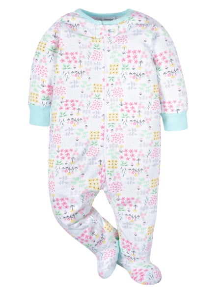Onesies Brand Baby Girl Sleep 'n Play Footed Pajamas, 4-Pack, Sizes Newborn-6/9 Months