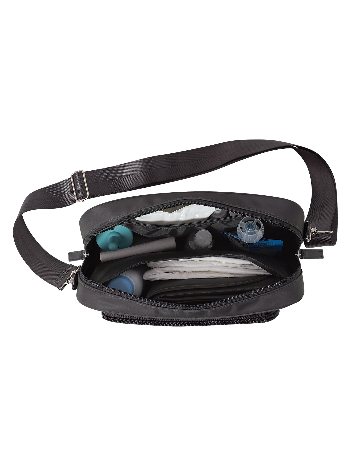 Modern Moments by Gerber Baby Unisex Crossbody Diaper Bag, Dark Gray