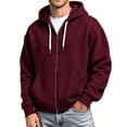 thumbnail image 5 of Men's Fleece Full Zip Hoodie, Fall Long Sleeve Hooded Sweatshirt Coat, Loose Causal Hoodie Jackets with Pockets, 5 of 7