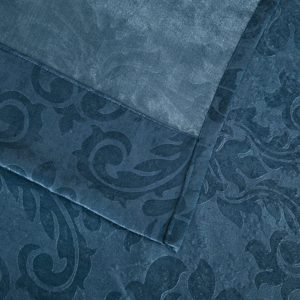 WARM HOME DESIGNS 1 Pair (2 Panels) of Blue Teal Blackout Curtains with Embossed Textured Damask Flower Pattern. EV TEAL 2x54x63