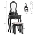 thumbnail image 4 of Pemberly Row Pine Wood Vanity Table Set with 3 Storage Drawers in Black, 4 of 12
