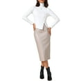 thumbnail image 2 of INSPIRE CHIC Women's Turtleneck Knit Top Asymmetric Slim Fit Basic Thermal Shirts L White, 2 of 6