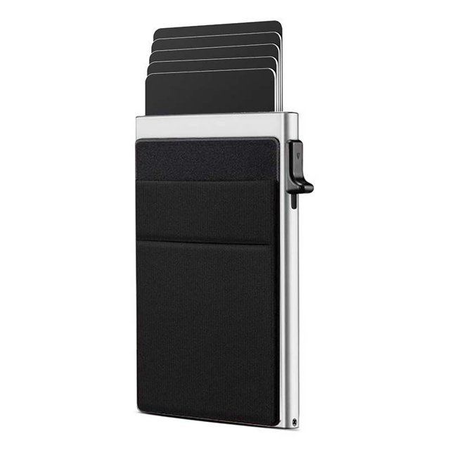 Ultra thin portable metal card with wallet design, unisex minimalist style, anti magnetic and anti demagnetization RFID function, credit card storage tool