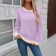 thumbnail image 2 of Duoif Womens Sweatshirt, Women's Contrast Trim Sweatshirt - Lightweight Crewneck Pullover Sweatshirt for Women Light Violet S, 2 of 9