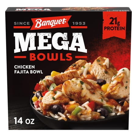 Banquet MEGA Bowls Chicken Fajita, 21g Protein, Frozen Meal, 14 oz.