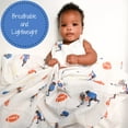 thumbnail image 2 of LollyBanks Football Swaddle Blanket 100% Muslin Cotton; 47 x 47 inches Soft Breathable Muslin Baby Swaddles for Boys, Baby Care Essentials, Registry and Gift, 2 of 6