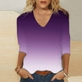 thumbnail image 3 of HKEJIAOI Chemises à Manches 3/4 pour Femmes Col Rond Imprimé Floral Blouse d'Été TTG, 3 of 5