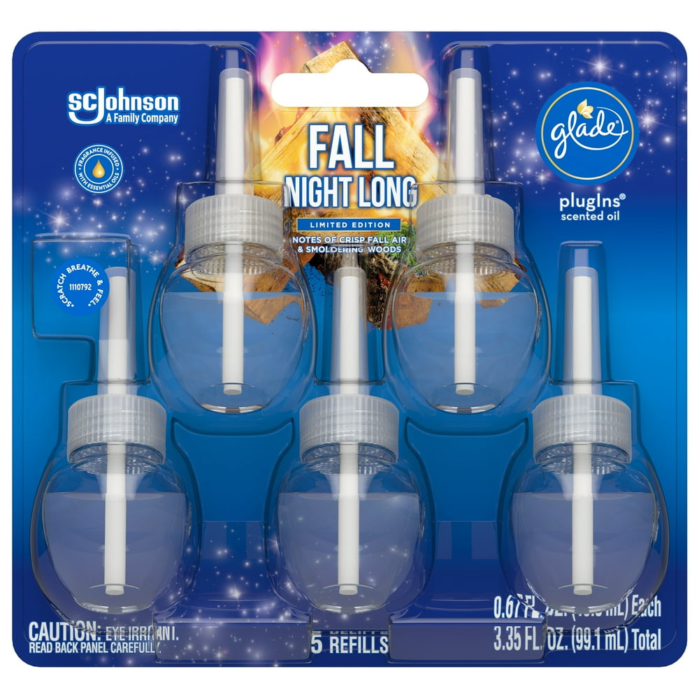 Glade PlugIns Refill 5 CT, Fall Night Long, 3.35 FL. OZ. Total, Scented