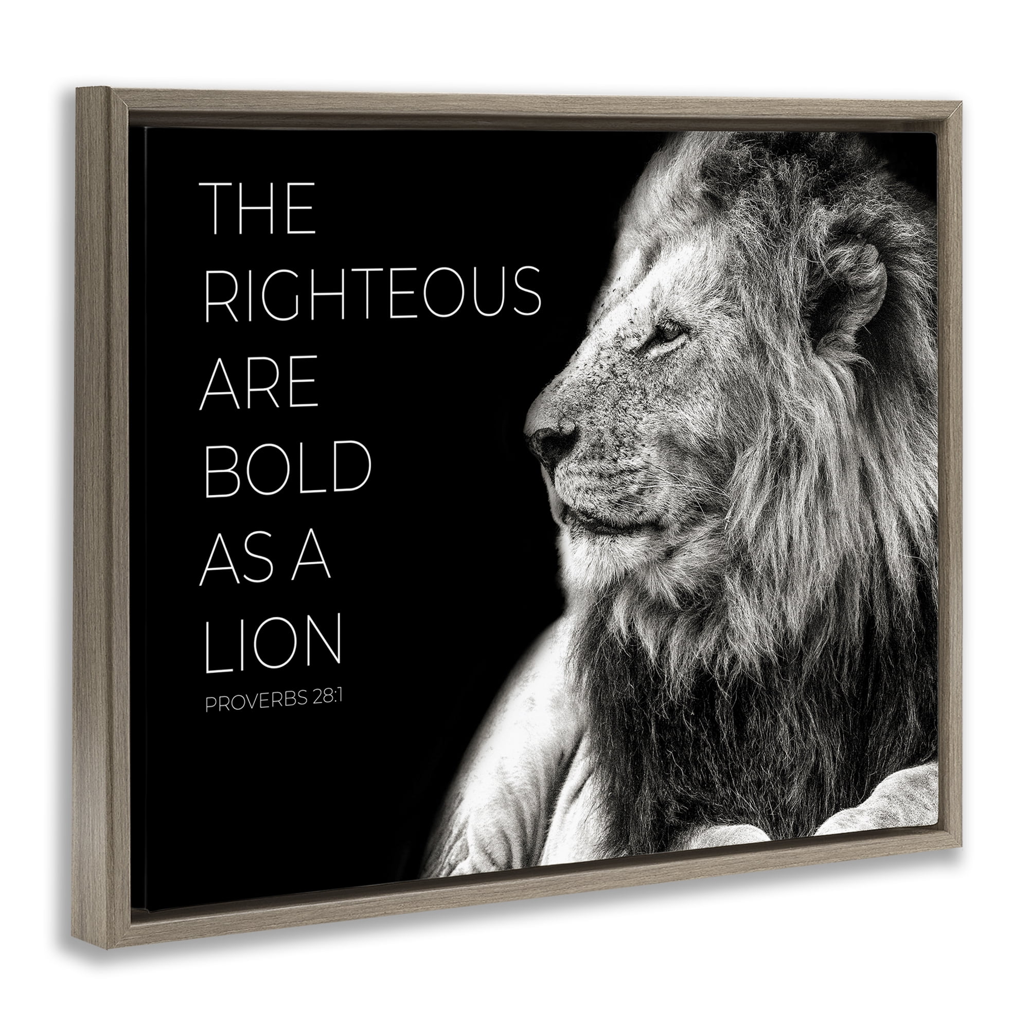 Stupell Industries The Righteous Bold As A Lion Brown Framed Floater Canvas Wall Art, design by Shelley Lake