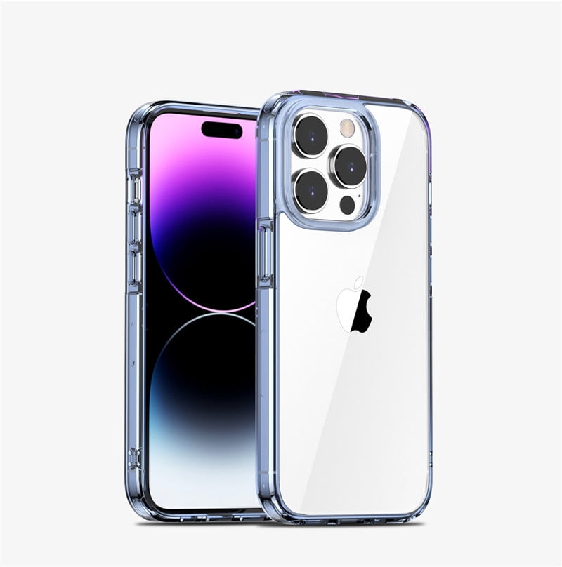 Étui pour iPhone 14 6.1 Pouces, Étui de Protection Antichoc, Dos Transparent Anti-Rayures (Bleu)