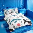 thumbnail image 2 of meiyoeat Whale Jellyfish Ocean Pattern 7-Piece Twin Bedding,Sea Animal Print Bedding Comforter Set For Girl,Reversible, 2 of 7