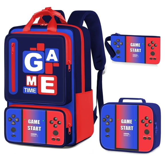 School Backpacks for Boys - 3PCS Gamer Boys Backpack with Lunch Box Set,Multifunctional Bookbag for Kids Teens Elementary Middle High School,17" Bookbag for Travel and Daily Use
