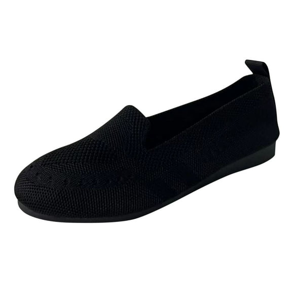 Wyzesi Black Sneakers for Toddler Girl Women's Fashion Round Head Flying Woven Breathable Single Shoes A on Soft Sole Comfortable Casual Shoes Black Sneakers for Girls White Sneakers Women