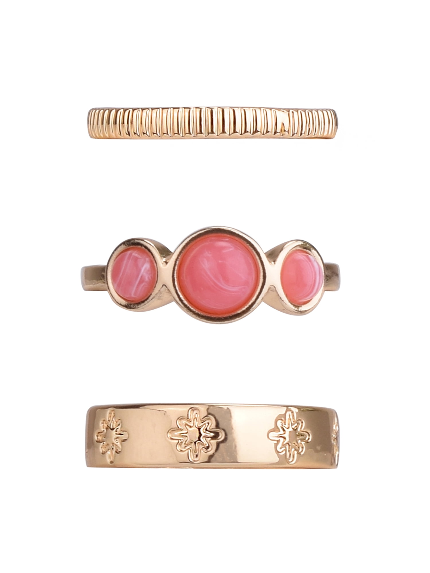 Time and Tru Women's Gold-Tone 5pc Multi-Stone Ring Set