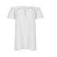 thumbnail image 4 of XIAONU Women's Off-Shoulder Short-Sleeve Blouse Casual Everyday Relaxed Fit Ruffled Shirt, 4 of 6