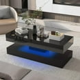 thumbnail image 5 of ChVans 47.3" High Glossy LED Coffee Table with 2 Sliding Storage Drawers, Living Room Coffee Table w/APP Control LED Lights, Modern Double-Layer Center Tables Large Furniture, Black, 5 of 8