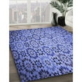 thumbnail image 3 of Ahgly Company Machine Washable Indoor Square Transitional Denim Blue Area Rugs, 3' Square, 3 of 7