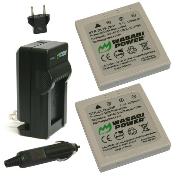 Wasabi Power Battery (2-Pack) and Charger for Panasonic CGA-S004, DMW-BCB7