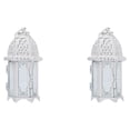 thumbnail image 1 of Candelabro marroquí de hierro y vidrio blanco y transparente 2Conjunto Yuarrent, 1 of 6