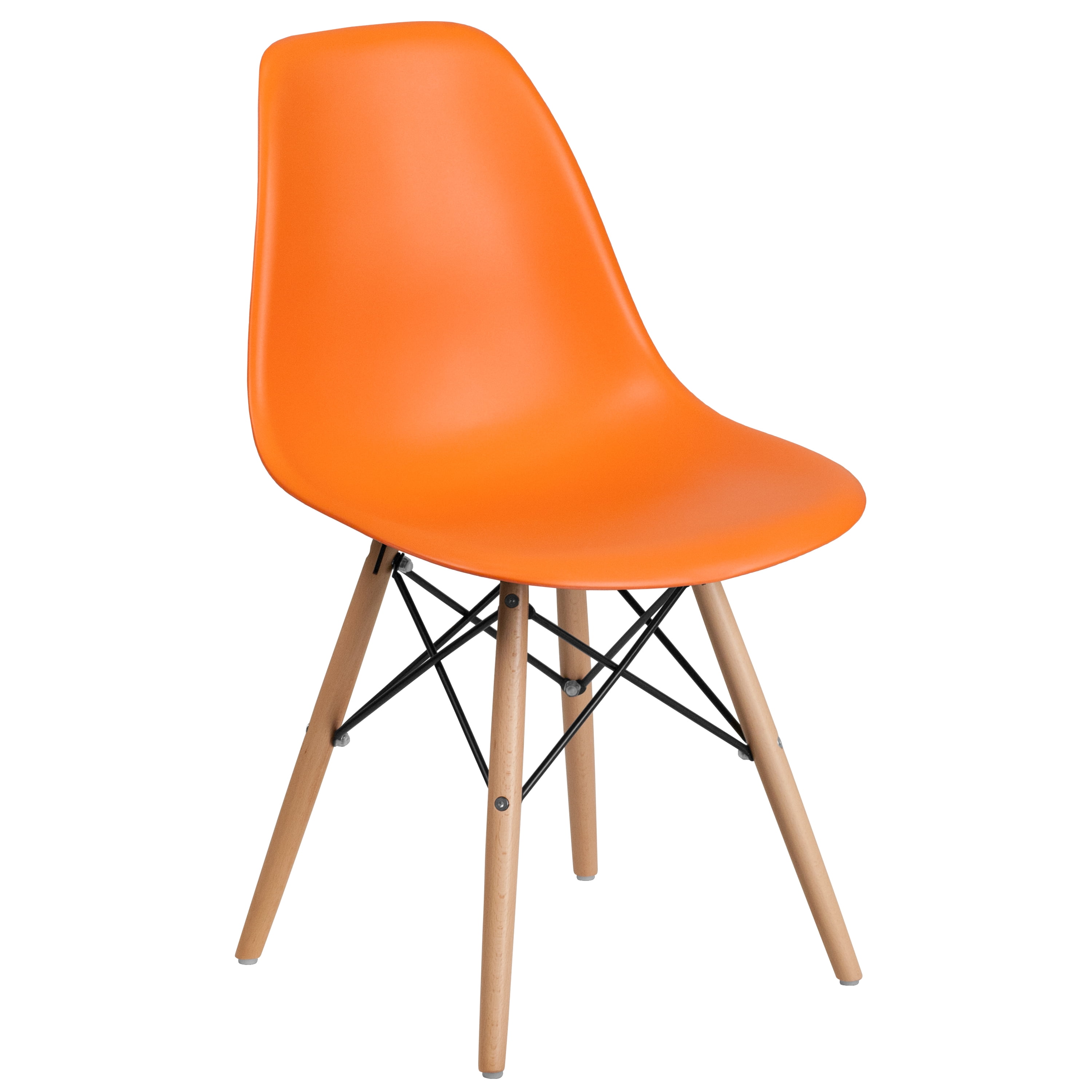 Flash Furniture Elon Series Orange Plastic Chair with Wood Base