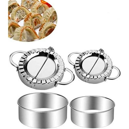 Stainless Steel Dumpling Maker 4 Pcs Small and Large Dumpling Mold Dough Press Cutter Wrapper Pie Crimper Pastry Tools Ravioli Mould.