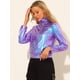 thumbnail image 4 of Chaquede chándal pamujer Chaquemetálide manlarbrillante holográficon cremalleen parte delanteAzul Púrpu3XL, 4 of 7