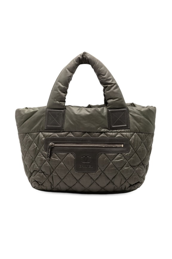 Pre-Owned Chanel Coco Cocoon PM Reversible Tote Bag/Handbag A48610 Khaki Navy Nylon... (Good)